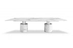 120" White Marble Double Pedestal Base Dining Table