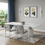 120" White Marble Double Pedestal Base Dining Table