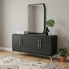 71" Gray Stainless Steel Solid Console Table