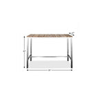 55" Wood Brown And Silver Solid Wood And Stainless Steel Dining Table