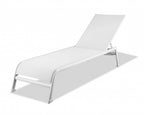 Set of Two 23" White and Chrome Indoor Outdoor Chaise Lounge