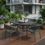 Set of Four 22" Gray Aluminum Outdoor Arm Chair