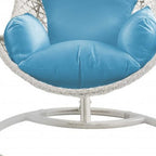 40" Blue and Steel stand finished Metal Outdoor Swing Chair with Blue Cushion