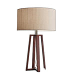 Walnut Wood Finish Linen Fabric Shade Table Lamp