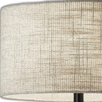 22" Black Metal Geo Triangle Table Lamp With Beige Drum Shade