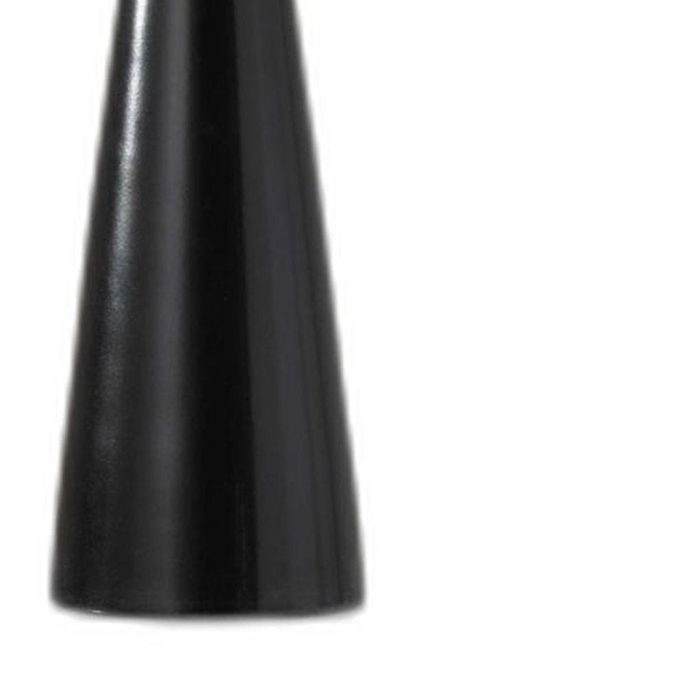 22" Black Metal Geo Triangle Table Lamp With Beige Drum Shade