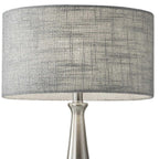 22" Black Metal Geo Triangle Table Lamp With Beige Drum Shade