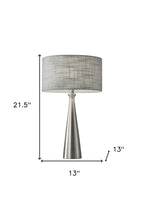 22" Black Metal Geo Triangle Table Lamp With Beige Drum Shade