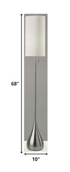 68" Silver Floor Lamp With White Fabric Drum Shade
