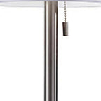 22" Antiqued Brass Metal Cylinder Table Lamp With Off White Drum Shade