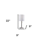 22" Antiqued Brass Metal Cylinder Table Lamp With Off White Drum Shade