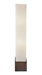 50" Brown And White Rattan Two Light Column Floor Lamp With White Fabric Shade