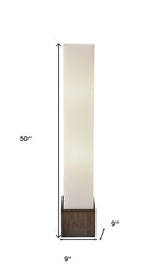 50" Brown And White Rattan Two Light Column Floor Lamp With White Fabric Shade