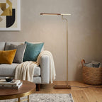 63" Brown LED Task Floor Lamp With Brass