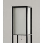 72" Black And White Solid Wood Column With White Cotton Shade