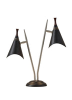 22" Black Two Light Swing Arm Desk Lamp With Cone Shade