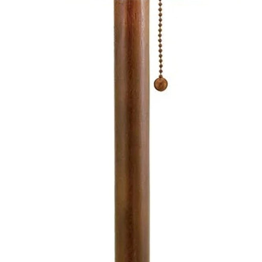 31" Walnut Solid Wood Standard Table Lamp With Beige Shade