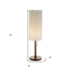 31" Walnut Solid Wood Standard Table Lamp With Beige Shade