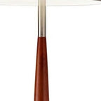 Brown And White Solid Wood Floor Lamp With White Fabric Drum Shade