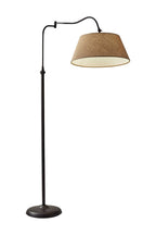 61" Bronze Arched Floor Lamp With Brown Fabric Empire Shade