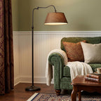 61" Bronze Arched Floor Lamp With Brown Fabric Empire Shade