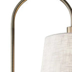 65" Black And Brass Tray Table USB Floor Lamp With Wood Shelf