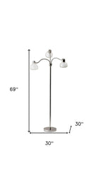 69" Gold Three Light Tree Floor Lamp With Clear Plastic Bowl Shade