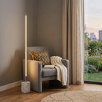 Brass Genuine Marble And Glass Column Floor Lamp