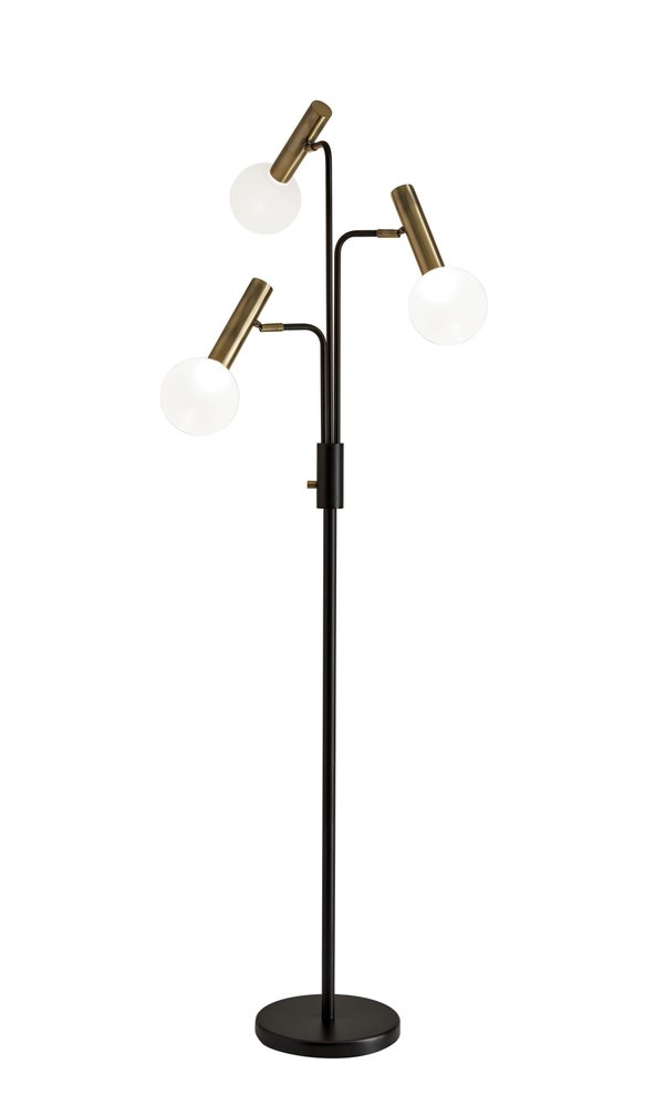 70" Black And Bronze Three Light LED Tree Floor Lamp With White