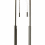 27" Silver Metal Two Light Bedside Lamp With Off White Drum Shade