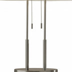 27" Silver Metal Two Light Bedside Lamp With Off White Drum Shade