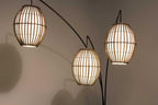 82" Bronze Three Light Tree Floor Lamp With Beige Wicker Cage Shade
