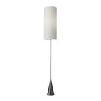 74" Black Floor Lamp With White Fabric Shade