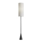 74" Black Floor Lamp With White Fabric Shade