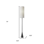 74" Black Floor Lamp With White Fabric Shade