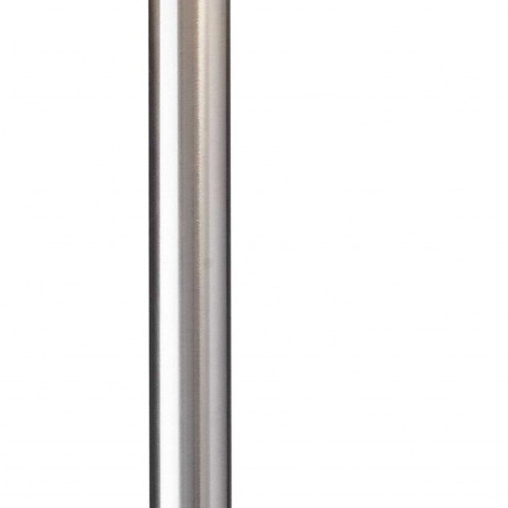 61" Silver Two Light Floor Lamp With White Fabric Drum Shade