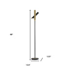68" Black Metal LED Floor Lamp With Black Metal Cylinder Shade