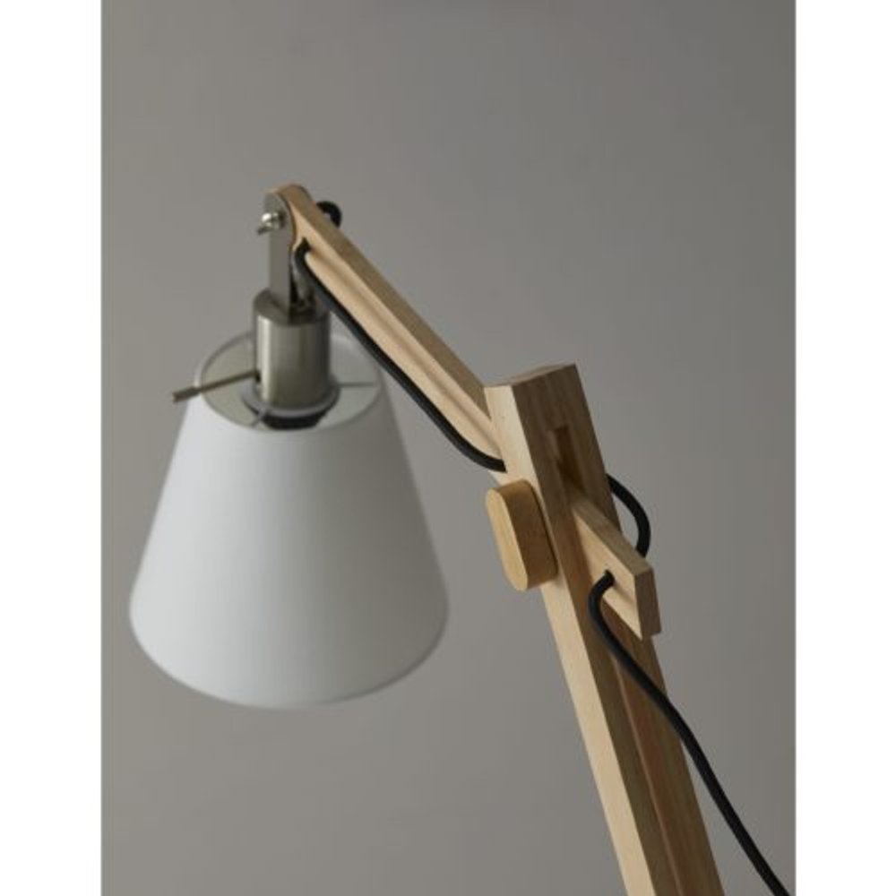 61" Natural Solid Wood Task With White Cotton Shade