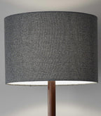 59" Natural Solid Wood Floor Lamp With White Linen Drum Shade