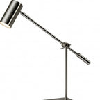 22" Black Metal Swing Arm LED Desk Lamp With USB And Antiqued Gold Cylinder Shade
