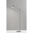 63" Black And Gold Adjustable LED Task Floor Lamp With Antiqued Brass Metal Cylinder Shade