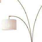 74" Silver Three Light Adjustable Tree Floor Lamp With Gray Linen Drum Shade