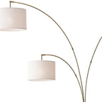 74" Silver Three Light Adjustable Tree Floor Lamp With Gray Linen Drum Shade