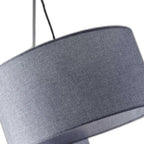 91" Silver Three Light Tree Floor Lamp With Gray Linen Drum Shade
