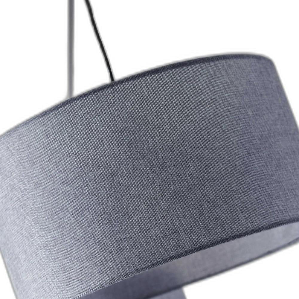 91" Silver Three Light Tree Floor Lamp With Gray Linen Drum Shade