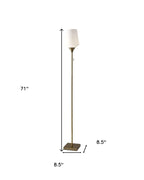 71" Brass Metal Torchiere Floor Lamp With White Glass Novelty Shade
