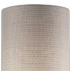 23" Brass Metal And Wood Table Lamp With Beige Drum Shade