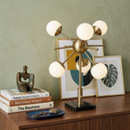 23" Black Metal Six Light Standard Table Lamp