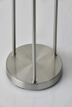 68" Silver Three Light Novelty Floor Lamp With White Linen Cylinder Shade