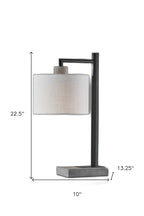 23" Gray Metal Novelty Table Lamp With White Empire Shade